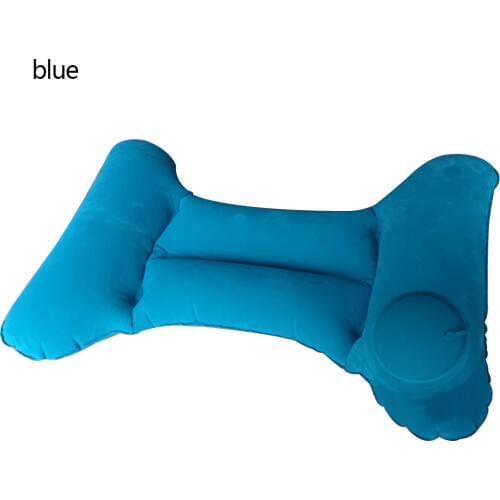 Press Inflatable Travel Pillow Flocking Fabric Car Airplane Lumbar Support Soft Cushion Ultralight Massage Chair Office Pillow