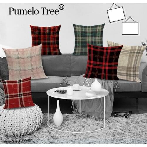 Geometric Stripe Cushions Cover Lattice Living Room Decorative Pillow Covers Colorful Linen Cushion Case Sofa Car Pillows Cases