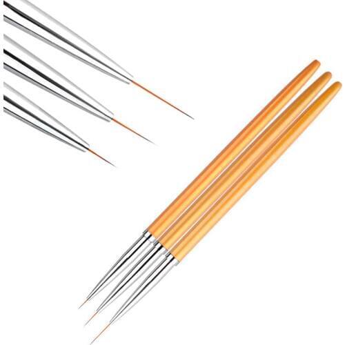 New 3pcs/set Nail Art Liner Painting Pen 3D DIY Acrylic UV Gel Brushes Drawing Kit Line Grid French Design Manicure Tool
