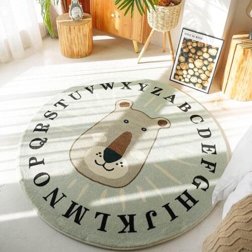 New Cartoon Lion Round Carpet Bedroom Bed Blanket Children Floor Mat INS Computer Chair Dresser Basket Cushion Mat Tapis Rug