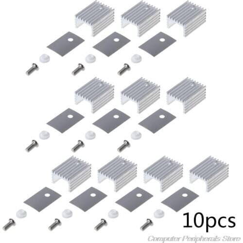 10Set TO-220 Cooling Radiator Aluminum Sheet Heatsink Transistor Heat Sink Cooler Radiator Cooling Silicone Pads for PC J29 21