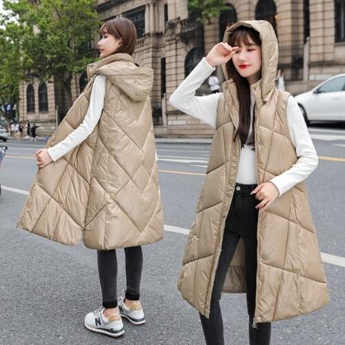 Autumn Winter Cotton Vest Women Ladies Casual Waistcoat Female Sleeveless Long Vest Jacket Slim Fit Warm Puffer Coat