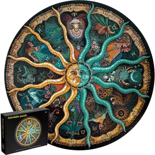 1000pcs 12 Constellations Puzzles Round Jigsaw Adults Children Interaction Educational Toys Living Room Bedroom Wall Decoration