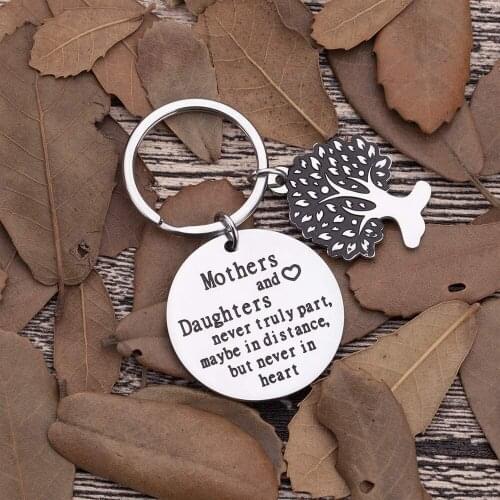 Mothers Day Gifts Keychain for Mom Mothers and Daughters Never Truly Part Mom from Daughter Gifts For Women Birthday Keyring