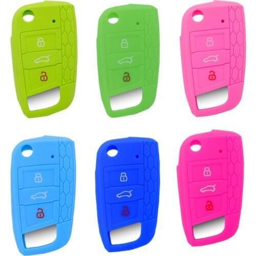 Fit For VW Passat Polo Golf Touareg Bora Seat Ibiza Leon Skoda Octavia Fabia Superb 3 Button Silicone Key Cover Remote Case Fob