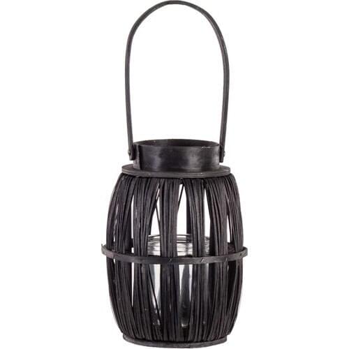 Euro Flora Handle Candle Holder Lantern Black Wood