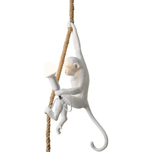 Resin Monkey Pendant Lamps Hanging Wall Living Room Light Home Pendante lustre E27 Bulb kroonluchter Luminaria Luces Decoracion
