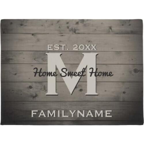 Modern Rustic Wood Family Logo Vintage Doormat Home Decoration Entry Non-slip Door Mat Rubber Washable Floor Home Rug Carpet