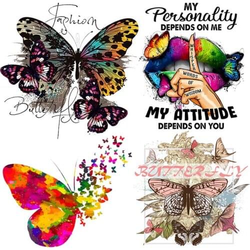 Butterfly Stickers Iron-on Transfers For Clothing Thermoadhesive Patches On Clothes DIY Thermal Transfers For Clothing Dress