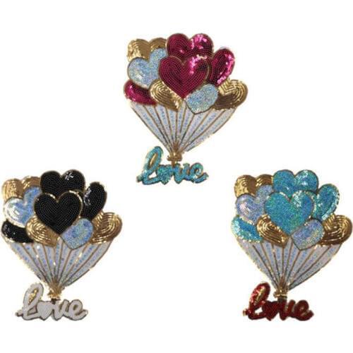 Iron on Patches for clothing T shirt women 270mm Love Balloons Sequined Sequins T-shirt Women Tops Shirt Girl Patch for Clothes