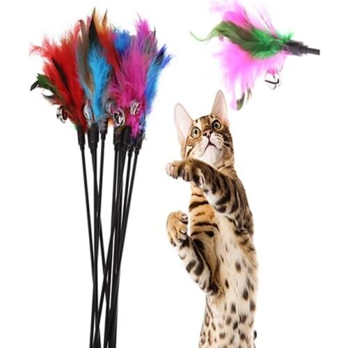 Westrice Cat Toy The New Feather Stick Funny Pet Cat Pet Dog Toy Wholesale Multiple Colors Feather Features Pet Toys