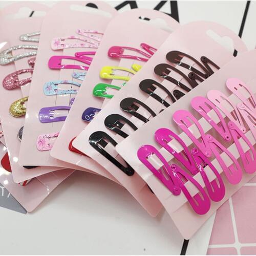 10 PCS New Lovely Cartoon Heart Type Metal Candy Color Girls Hairpins Hair Clip Kids Headwear Children Accessories Baby BB Clips