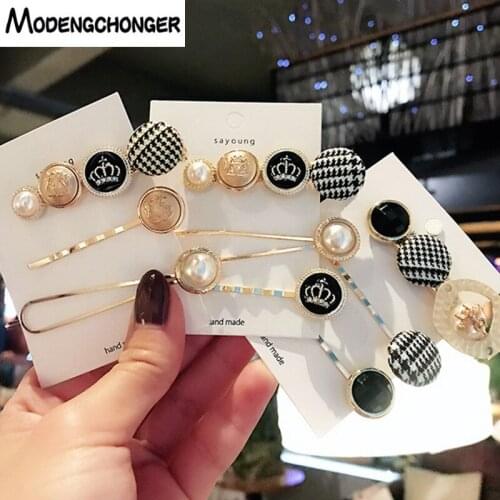 3PCS/Set Korean Version Alloy Pearl Hairpin Set BB Clip Custom Sweet Transparent Hairpin One Word Hairdressing Hair Accessories