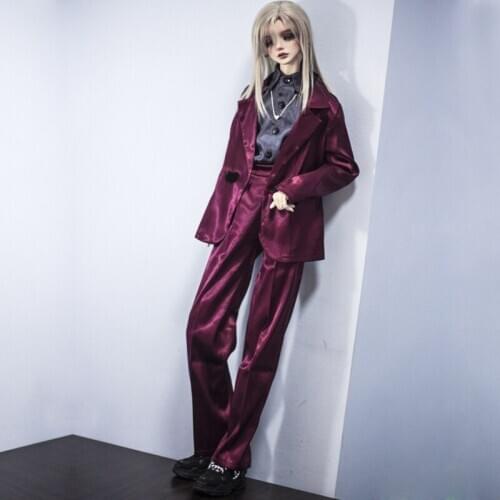 G10-331 1/4 1/3 Uncle SSDF POPO68 SD BJD MSD doll clothes red wine color casual suit