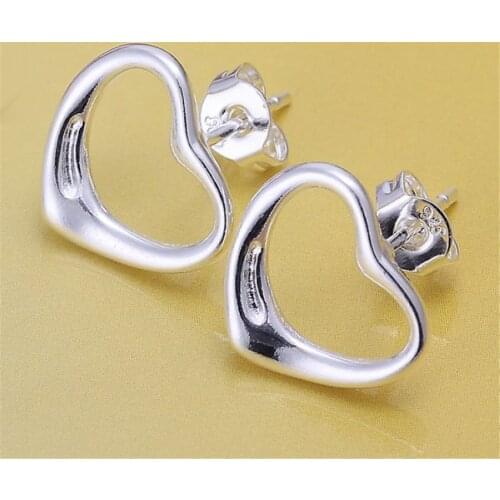 925 Sterling Silver Earrings temperament Women Exquisite heart Ear studs Christmas Gifts Street all-match Jewelry