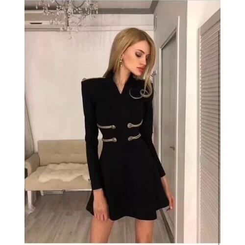 Sexy Long Sleeve Women Bandage Dress Black Slim Elegant Fancy Hot Bodycon Party Dress Vestidos 2019 New