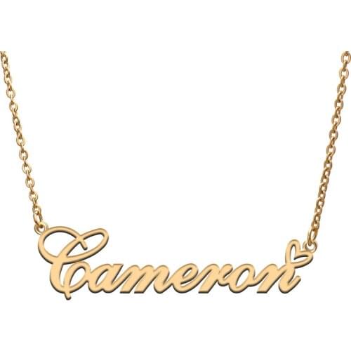 Love Heart Cameron Name Necklace for Women Stainless Steel Gold & Silver Nameplate Pendant Femme Mother Child Girls Gift