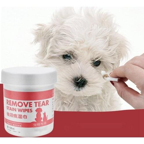 100Pcs/bottle Grooming Pet Round White Wipes for Dogs Cats Other Pets to Clean the Tears Stains Diameter 5cm