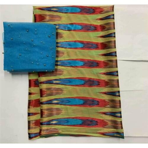 2020 High Quality Fashion Printed Silk chiffon Fabric 5 Yards With 2 Yards Swiss Voile Lace tissu! 57281LXF