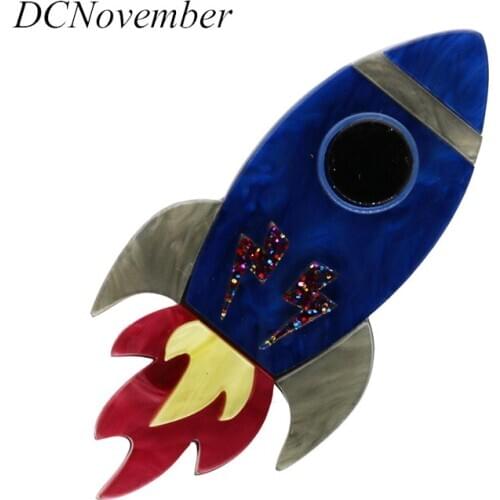 4 colors rocket Brooches Pin Resin Acrylic Brooches Pins Fashion Dress Accessory Jewelry DCNovember