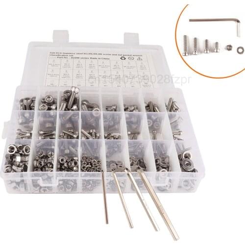 520 Boxed / 304 Stainless Steel Screws and Nuts M3, M4, M5, M6 Hexagon Socket Head