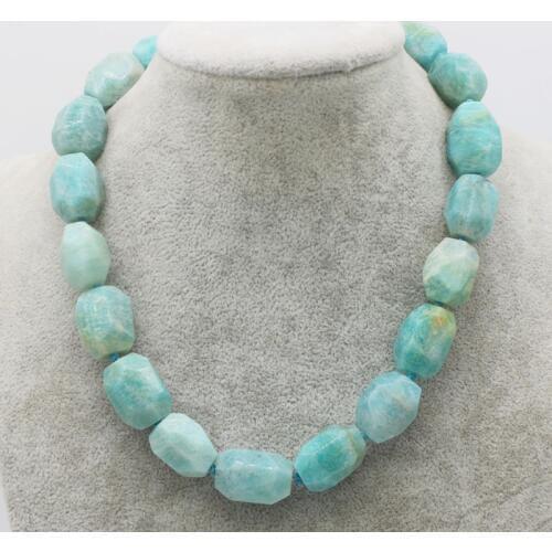 One strand amazonite green baroque faceted 15*20mm necklace wholesale beads 17inch gift FPPJ gemstone