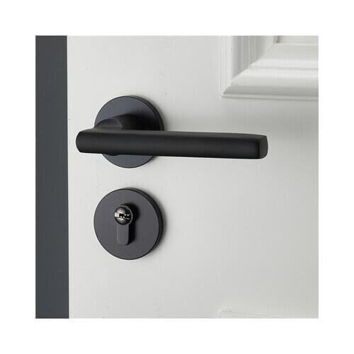 Black space aluminum door handle Interior / Bedroom door lock Split Silent door lock ,Door hardware