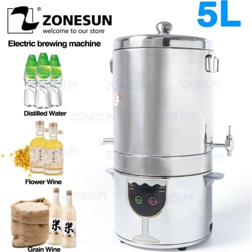 ZONESUN 5L Distilled Water Home Wine Distiller For Flower Grains Fruit Wine Alcohol Home Wine Making Machine Food Equipment