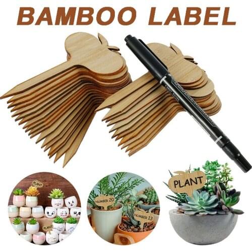 31pcs Garden Plant Flower Labels Eco-friendly Bamboo Apple Shape Tags Markers Pen Set For Record The Plant Growth Cycle