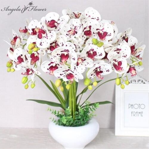 Real touch artificial 5 head/branch butterfly orchid office home Christmas wedding decor PU artificial flower display pot orchid