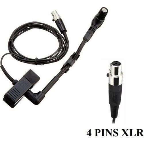 Cardioid Condenser Clip-on Saxphone Instrument Microphone 4 Pins XLR For Wireless microfoon Bodypack microfone Instrument