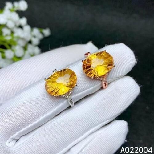 KJJEAXCMY fine jewelry 925 sterling silver inlaid Citrine gemstone new Female ring luxury hot selling