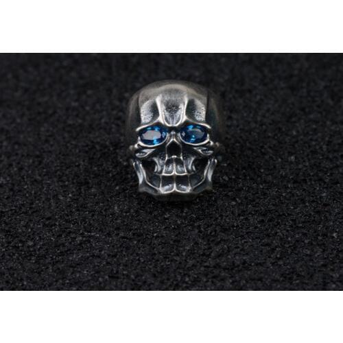 Handmade 100% 925 Silver Skeleton Ring Real 925 Sterling Silver Skull Ring Vintage Silver Man Ring Hiphop Punk Jewelry Resizable
