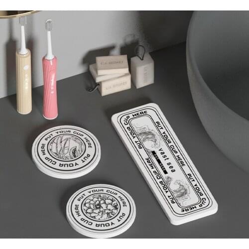 Bathroom Wash Tabletop Mat Diatomite Absorbent Soap Mat Ins Soap Tray Quick-drying Placemat Coaster Insulation Cup Pads