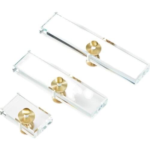 HXS Brass Glass Transparent Crystal Dresser Knbos and Pulls Kitchen Cabinet Door Knobs and Handles for Furniture Hardware