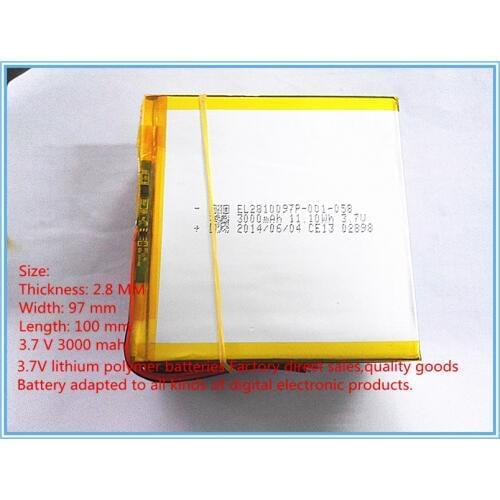 Best battery brand 3.7V lithium polymer rechargeable batteries Newman T3 battery 2.8*97*100 3000mah tablets
