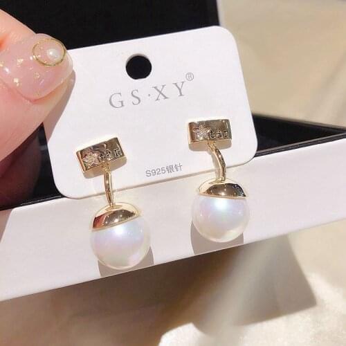 MIGGA New Design Imitation Pearl Earrings for Women Cubic Zircon Star Dangle Earrings Party Jewelry