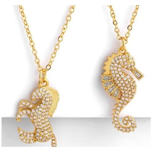 Horse multicolor micro pave cz zircon cubic zirconia necklace copper Clavicle gold plated Snake Chain Choker Pendant hjfg3