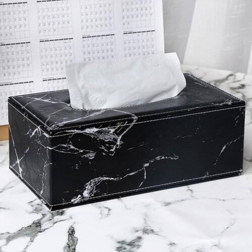 Scandinavian Style Fashion Marbled Leather Drawer Storage Boxes & Bins Rectangular Paper Box Household Tissue Napkin Holder