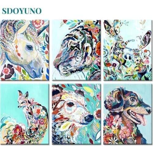 SDOYUNO 60x75cm DIY Oil Painting By Numbers Abtract Animals Frameless Paint By Numbers On Canvas Handpaint Digital Painting