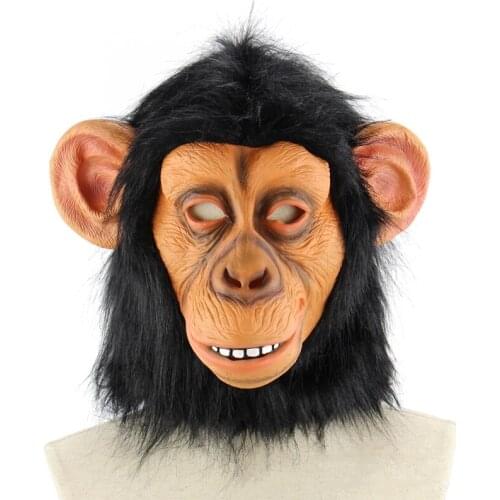 2021 New Novelty Monkey Mask Creepy Animal Chimp Gorilla Head Masks Halloween Party Costume Decorations Masquerade Cosplay Props