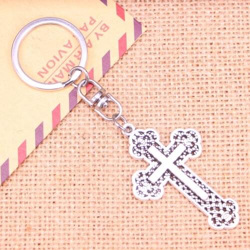 New Fashion Keychain 54*33 mm cross Pendants DIY Men Jewelry Car Key Chain Ring Holder Souvenir For Gift