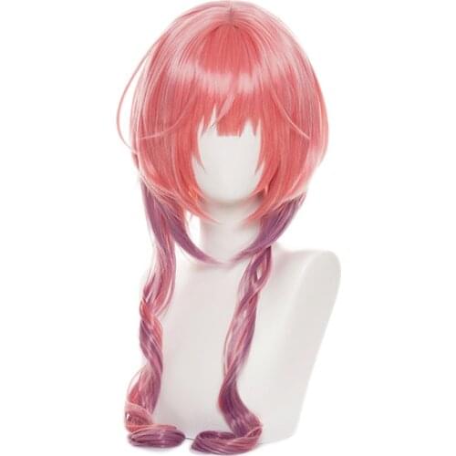 Ilulu Cosplay Wig Anime Kobayashi-san Chi no Maid Dragon Cosplay Pink Gradient Lolita Wig with Bangs Synthetic Hair Heat Resist