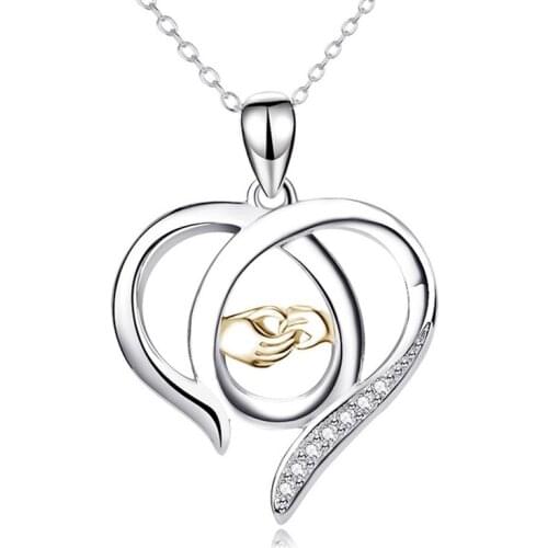 Simple Fashion Big Hand Small Hand Necklaces for Women Heart-shaped Pendant Necklace Mothers Day Gifts