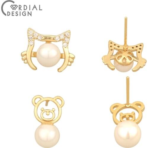 Cordial Design 30Pcs Jewelry Accessories/Hand Made/Imitation Pearl/DIY Earrings Making/Genuine Gold Plating/CZ Earrings Stud