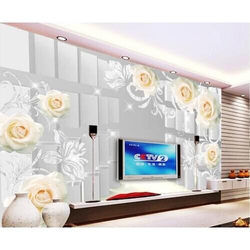 Modern living room wallpapers Rose 3D stereo wall flower wallpaper 3d stereoscopic wallpaper mural 3d wallpaper