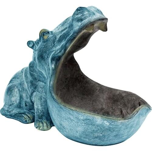 Hippo Ornaments Animal Statue Storage Figurine Sculpture Home Decor Gift