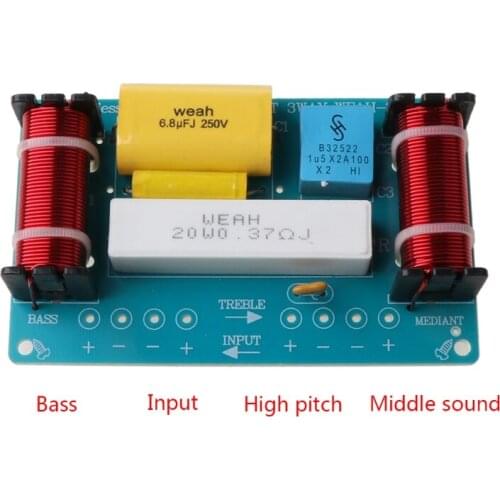 WEAH-338 3 Way 120W Speaker Audio Frequency Divider High Medium Low Loudspeaker Crossover Filter