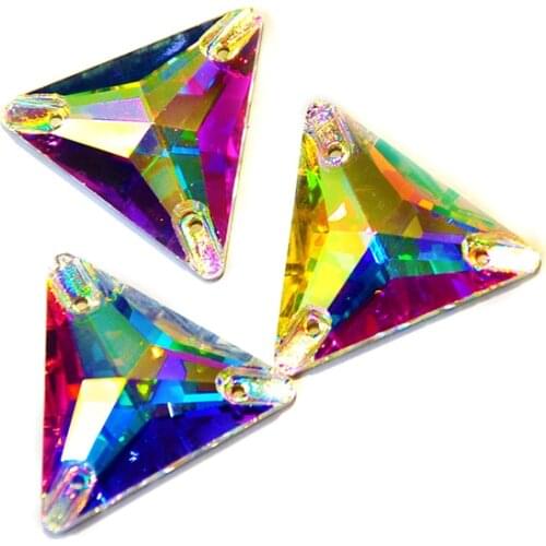 YANRUO 3270 Triangle Plating Color AB Top Diamond Sew On Crystal Craft Gems Glass Flatback Plating Sewing Strass Decor Dress