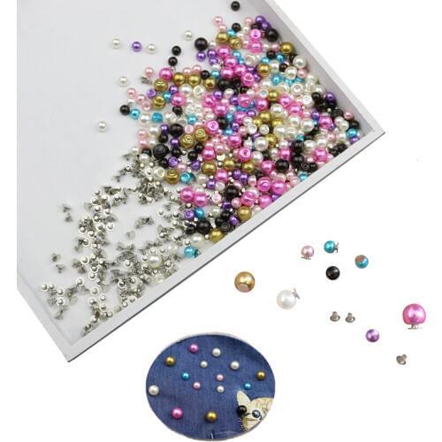 50Sets 6MM/8MM Color Imitation Pearl Rivets Studs DIY Wedding Decor Rivet Pearls Garment Leather Shoes Accessories Beads Spikes